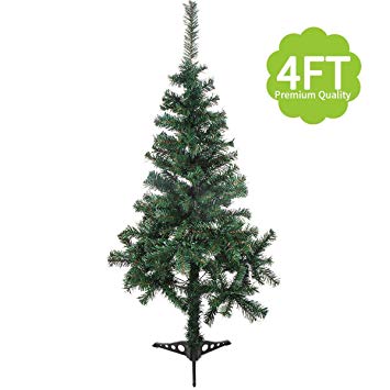 JAXPETY New Artificial Christmas Tree Unlit with Solid Stand Holiday Festival Decor 4FT, Green