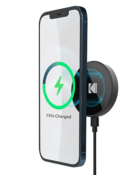 KODAK 15W Mag-Safe Compatible Wireless Charger, Magnetic Wireless Charging Pad Compatible with Mag-Safe on iPhone 14 Series/iPhone 13 Series/iPhone 12 Series - Black KD40001