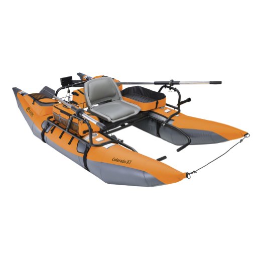 Classic Accessories Colorado XT Inflatable Pontoon Boat With Transport Wheel and Motor Mount