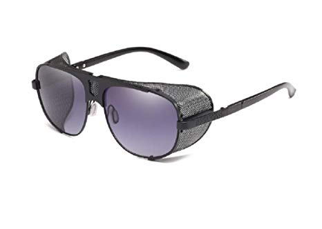 Flowertree Men's SJR-A19 Flat Top Mesh Side Shield Metal Aviator Sunglasses