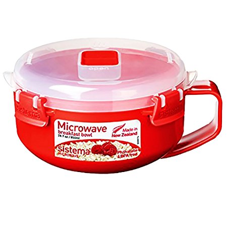 Sistema Microwave Cookware Breakfast Bowl, 28 Ounce/ 3.5 Cup, Red