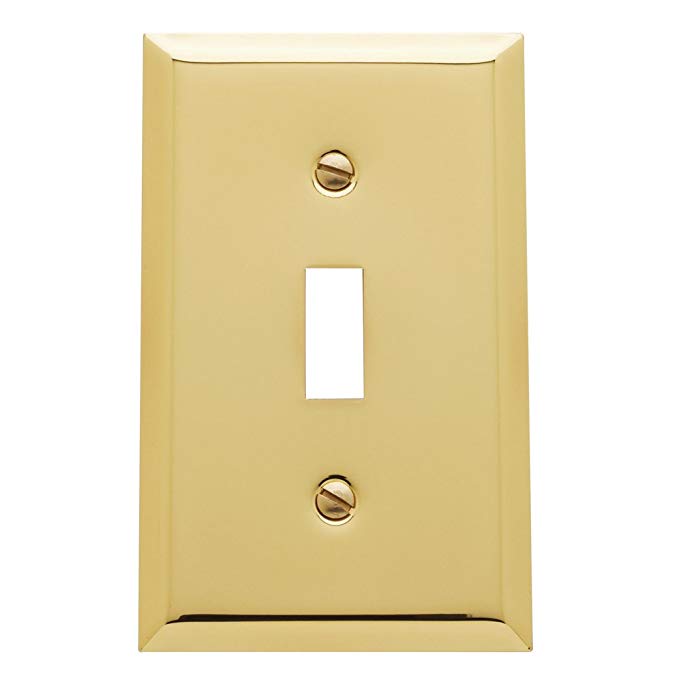 Baldwin Estate 4751.030.CD Square Beveled Edge Single Toggle Switch Wall Plate in Polished Brass, 4.5" x 2.75"