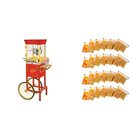 Nostalgia CCP510 Vintage 6-Ounce Commercial Popcorn Cart with 24 4-Ounce Premium Popcorn, Oil & Seasonings  Packs