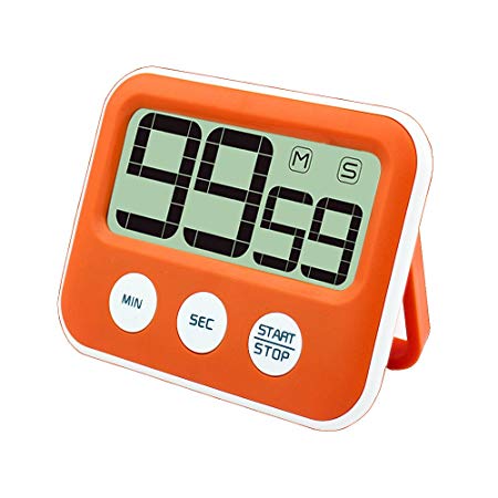Digital Kitchen Cooking Timer, Jeasun Magnetic Kitchen Alarm Timer Cooking Timer Count Down with Large LCD Display Screen, Loud Sounding Alarm, Battery Operated for Cooking/School/Gym (Orange)