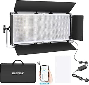 Neewer Professional 1904 LED Video Light with APP Intelligent Control System, Dimmable Bi-Color 3200K-5600K Photography Lighting Kit for YouTube Studio Video Lighting with LCD Screen, Metal Shell