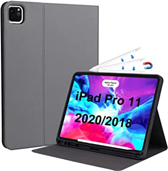 YMXuan Case for iPad Pro 11 3rd Generation 2021 with Pencil Holder,Fit iPad Pro 11" 2020/2018(2nd Gen/1st Gen) , Multi-Angle Viewing Smart Stand Cover, Full Body Protective, Auto Sleep/Wake (Grey)