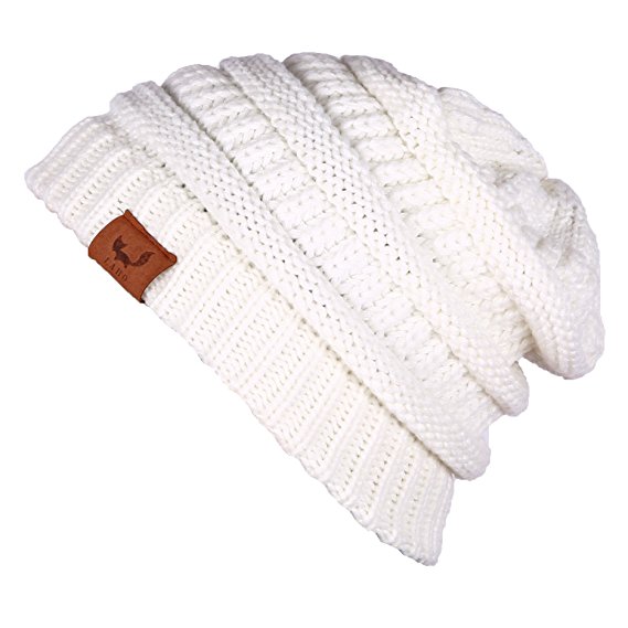 Laho Unisex Trendy Warm Chunky Soft Stretch Cable Knit Hat Slouchy Skully Beanie Cap