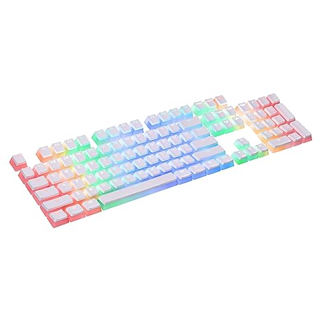 Havit Keycaps 60 87 104 Double Shot Backlit PBT Pudding Keycap Set with Puller for DIY Cherry MX RGB Mechanical Keyboard (White)