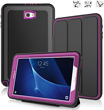 DUNNO Samsung Galaxy Tab A 10.1 Case - Heavy Duty Full Body Rugged Protective Case for Galaxy Tablet SM-T580 T585 T587(NO S Pen Version) with Auto Sleep/Wake Up & Stand Folio Design (Black/Rose)