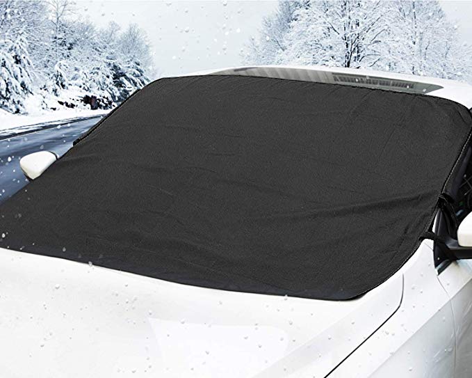 MATCC Car Windshield Snow Cover Magnetic Waterproof Ice Removal Winter Windshield Cover Sun Shade Lengthened Side Panels Snow Protection Cover Fits All Season Most Cars