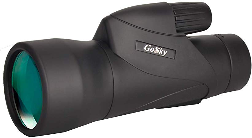 Gosky 12x50 High Definition Monocular Telescope- Waterproof Monocular -BAK4 Prism for Wildlife Bird Watching Hunting Camping Travelling Outdoor Sports (Black)