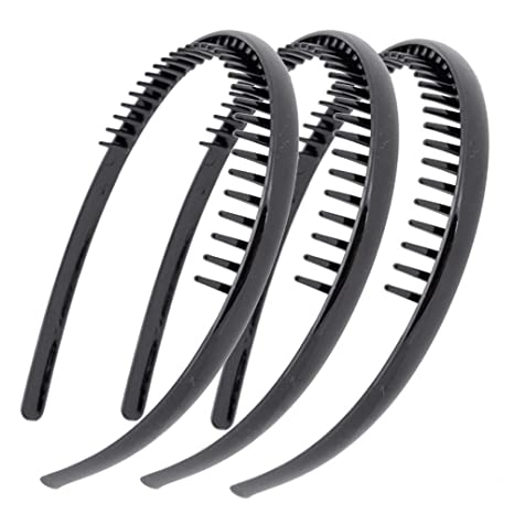 6 Pcs Black Plastic Plain Headbands with Teeth Hair Hoop DIY Hair Accessories Hair Comb for Women Men Girls