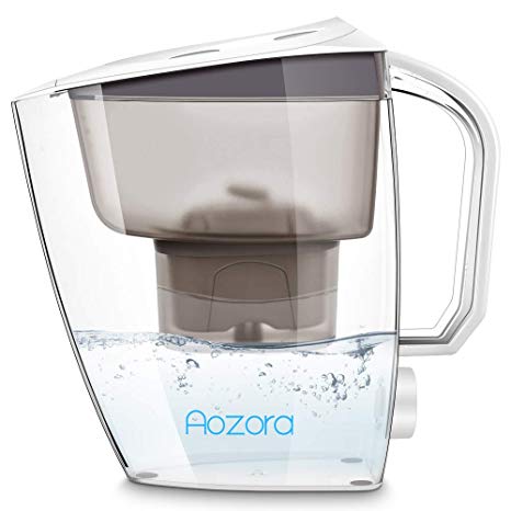 Aozora Pitcher 10 Cup BPA Free with 4-Stage Reducing Lead, Mercury, Removing Chlorine, Clean Filter for Tasting Water
