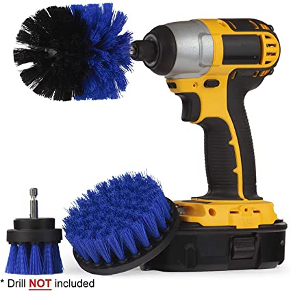 ALINK Drill Brush Set, 3-Pack All Purpose Power Bathtub Scrubber Cleaning Kit for Bathroom Surfaces, Tub, Shower, Sink, Tile and Grout - Blue