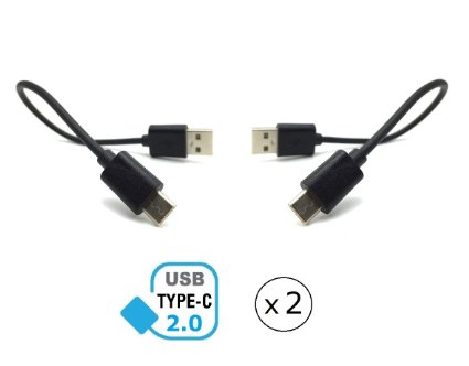 2-Pack USB Type C (USB-C) to USB 2.0 Type A Charging and Sync Cable for LG G5, HTC 10, Nexus 5X, 6P, Pixel C, Samsung Galaxy Note 7, Moto Z Force Droid, ZUK Z2 and Type-C Phones (2x 0.2M-Black)