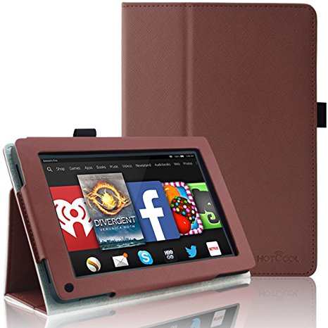 Kindle Fire 1st & 2nd Generation Cover Case - HOTCOOL Slim New PU Leather Case For Amazon Original Kindle Fire 2011 (Previous Generation - 1st) And Kindle Fire 2012 (Previous Generation - 2nd) Tablet(Will not fit HD or HDX models), Brown