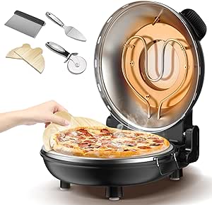 Upgrade Pizza Oven, 12 Inch Electric Pizza Oven Indoor, 1200W Portable Countertop Pizza Maker with Viewing Window, Timer, Heats Up to 800°F, Ideal for Home Use, Bake Delicious Pizza Easily