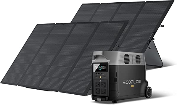 EF ECOFLOW DELTA Pro Power Station 3.6KWh/3600W with 2 X 400W Portable Solar Panel, 4 x 3600W (Peak 7200W) AC Outlets, Portable Solar Generator for Home Backup Outdoors Camping RV Emergency