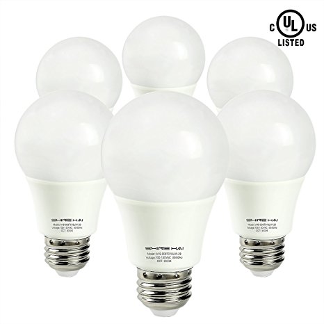 Shine Hai LED A19 Light Bulb, 8W(60W Incandescent Equivalent), 3000K Soft White Glow, 800 Lumens, 200 Degree Omnidirectional, E26 Medium Screw Base, UL-Listed&FCC-Qualified, 6 Pack