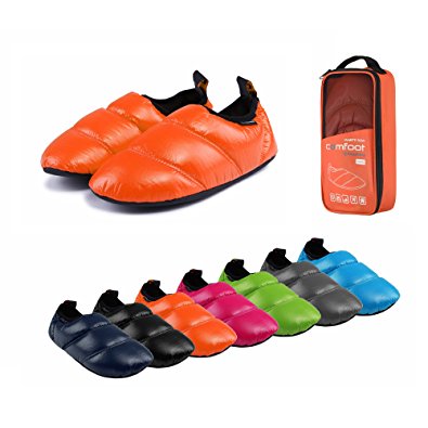 KingCamp Unisex Warm Soft Camping Slippers with Slip Resistant Rubber Sole and Carry Bag (Check the Size Chart in the Description for Correct Size)