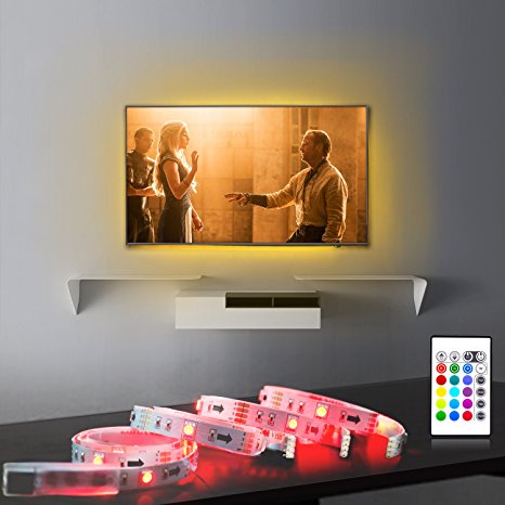 Led Strip Lights 6.56ft for 40-60in TV,Pangton Villa USB LED TV Backlight Kit with Remote - 16 Color 5050 Leds Bias Lighting for HDTV