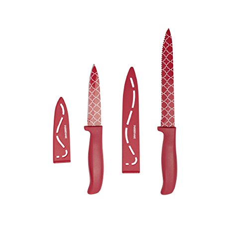 Farberware 4-Piece Resin Knife Set, Bright Red