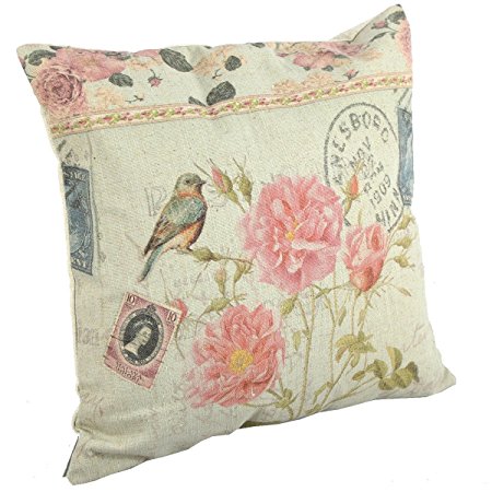Create For-Life Cotton Linen Decorative Pillowcase Throw Pillow Cushion Cover Square 18 Bird Pretty Pink Blossoms Color: AL-F0029-s Size: Standard Model: 45cm x 45cm