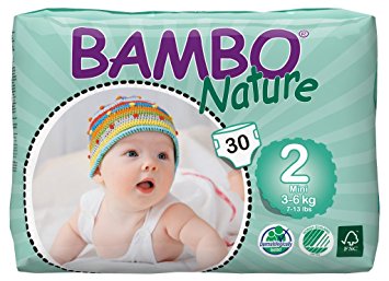 Bambo Nature Mini Size 2 (7-13lb / 3-6kg) Eco Nappies - 30 pieces per pack