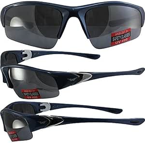 Global Vision Cool Breeze Safety Sunglasses Blue Frames Flash Mirror Lenses ANSI Z87.1