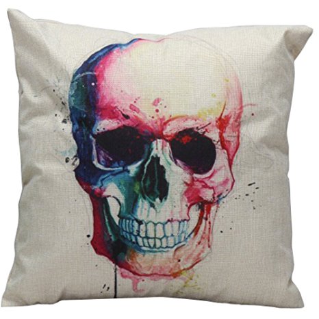 Seasofbeauty Halloween Skull Pillow Case for Sofa Home Decorative Cushion Cover (style 10)