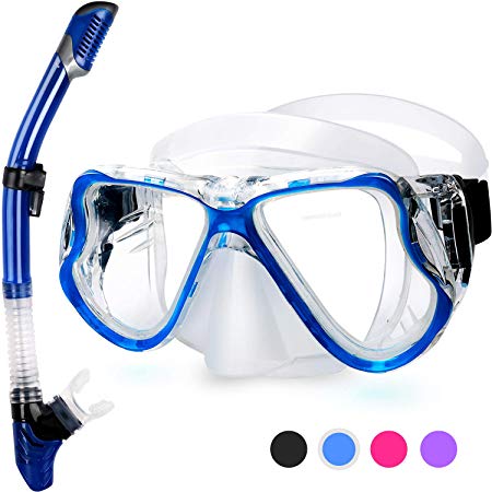 Greatever 2019 Newest Dry Snorkel Set,Panoramic Wide View,Anti-Fog Scuba Diving Mask,Easy Breathing and Professional Snorkeling Gear for Adults