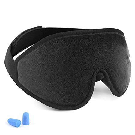 3D Sleep Mask Eye Cover for Woman and Man, 100% Blackout Lightweight and Comfortable Night Eye Mask for Sleeping, Super Soft, Adjustable, Night Blindfold Eyeshade for Travel, Shift Work, Naps (Black)
