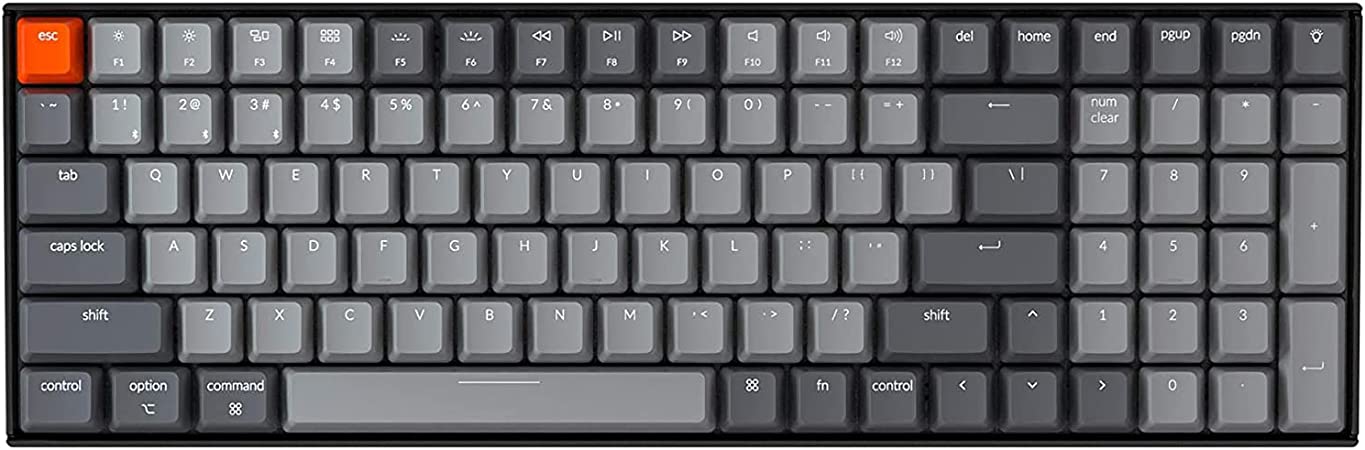 Keychron K4 Wireless/Wired Gaming Mechanical Keyboard Version 2, 96% Layout 100 Keys Bluetooth Keyboard with White Backlit, N-Key Rollover, Hot-Swappable Gateron G Pro Brown Switch for Mac Windows