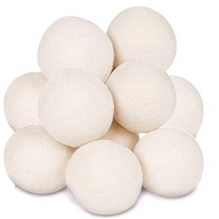 10 Pack Wool Dryer Balls XL ASIMOON 100% Organic Natural Fabric Softener, Reduce Drying Time, Chemical Free, Hypoallergenic, Baby Safe Reusable Laundry Balls for Dryer