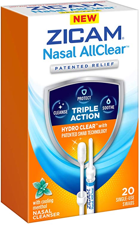 ZICAM Nasal AllClear Triple Action Nasal Cleanser with Cooling Menthol, 20 Count