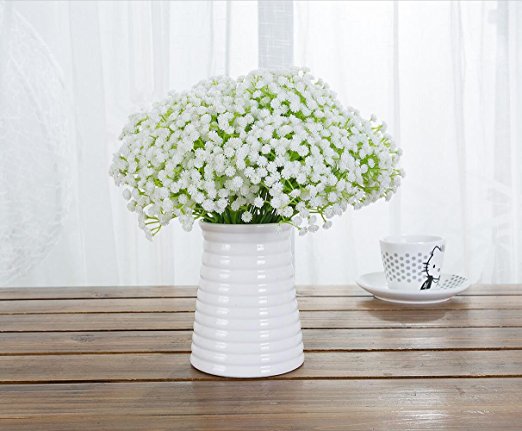Meiliy 10pcs Plastic Artificial Baby Breath Gypsophila Flower for Home Wedding Office Party Decoration