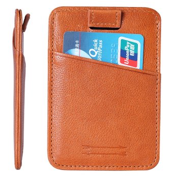 RFID Blocking Premium Top Grain Leather Slim Card Holder - Thin Minimalist Front Pocket Wallet with Pull Tab Design for Easy Access