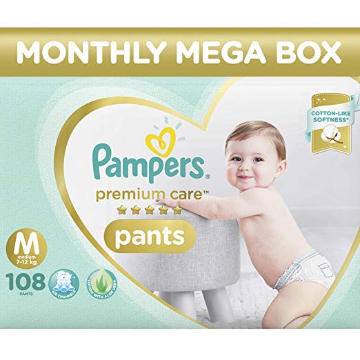 Pampers Premium Care Pants Diapers Monthly Box Pack, Medium, 108 Count