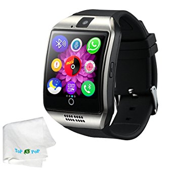 Wireless Bluetooth Smart Watch with Camera Sleep Monitor Fitness Wrist watch For Android Samsung Galaxy S5 S6 S7 Edge S8 LG G3 G4 G5 Huawei (Black with silver)