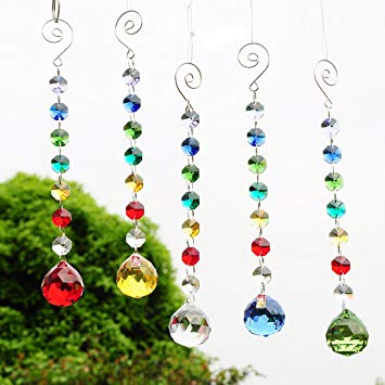 H&D 30mm Crystal Ball Prism Rainbow Maker Collection Hanging Suncatcher Wedding Favors (Set 5pcs)