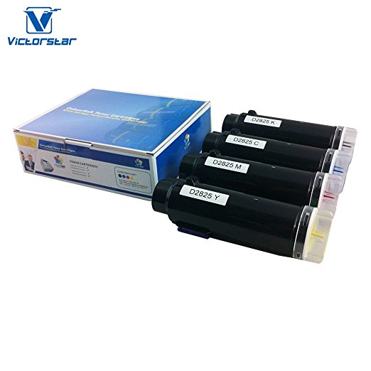 VICTORSTAR Compatible Toner Cartridge S2825 (BK   C   Y   M ) 4 Colors High Yield 5000 pages & 4000 pages for Dell LaserJet Printers H625 cdw / H825cdw / S2825cdn (4C)