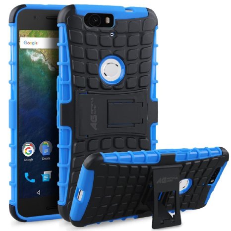 Nexus 6P Case - Armatus Gear (TM) Pixel Rugged Hybrid Armor Case Shockproof Tough Cover Protector with Kickstand For Huawei Google Nexus 6P (2015) - Blue