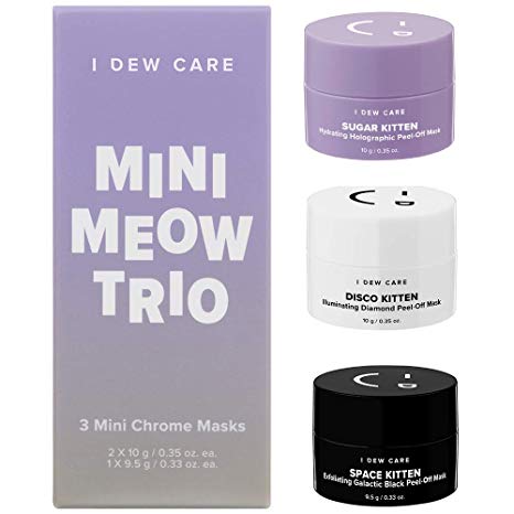 I DEW CARE Mini Meow Trio | Peel-Off Face Mask Trial Set: Hydrating Mask, Illuminating Mask, Exfoliating Mask | Korean Skincare, Cruelty-free, Gluten-free, Paraben-free