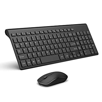 J JOYACCESS Wireless Keyboard and Mouse Combo-2.4G Portable,Full Size Keyboard and Mouse with Rechargeable Batteries,Ergonomic, Quiet Click Sleek Design for Desk Top or Laptop-(Black)