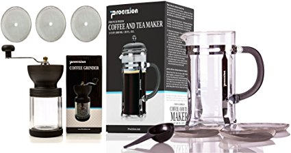 Coffee Gift Sets - Includes French Press Coffee and Expresso Maker(20oz), Coffee Burr Grinder & Universal Replacement Filters for Coffee, Expresso & Tea - All in One Coffee Bundle