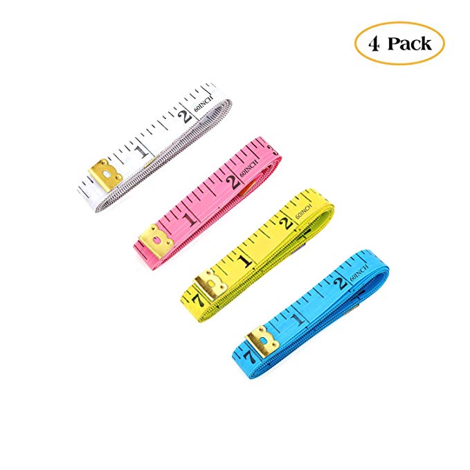4 Pack Soft Tape Measure Double Scale body sewing Flexible Ruler for Weight Loss Medical Body Measurement Sewing Tailor Craft Vinyl Ruler, Has Centimetre Scale on Reverse Side 60-inch