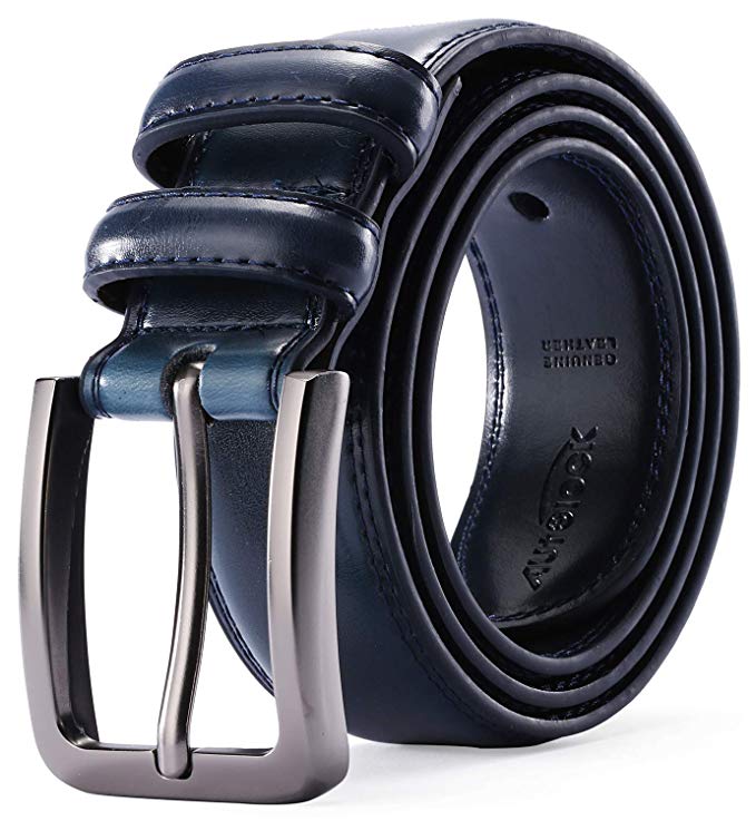 Mens Belt - Autolock Genuine Leather Dress Belt - Classic Casual Belt for Men in Gift Box
