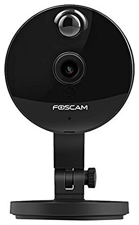 Foscam C1 Indoor HD 720P Wireless Plug and Play IP Camera with Night Vision Up to 26ft, Super Wide 115 Degree Viewing Angle, PIR Motion Detection, and More (Black)