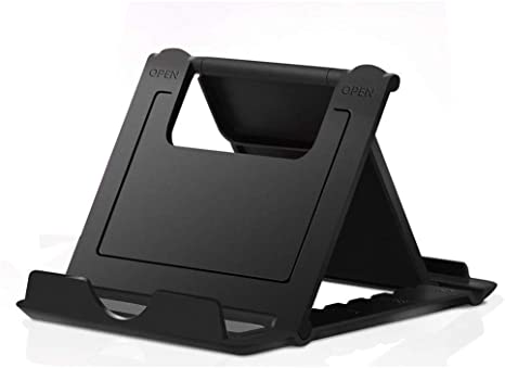MYLB Cell Phone Stand, Universal Foldable Tablet Stand Multi-angle Pocket Desktop Holder Cradle (Black)