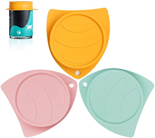 ComSaf Pet Food Can Covers Silicone Set of 3, Pet Food Can Lids Fit Multiple Sizes for Dog Cat Food, Durable Flexible Tight Seal Cover BPA Free Dishwasher Safe